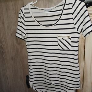 Charlotte Russe Black and White Striped Tee with Pocket